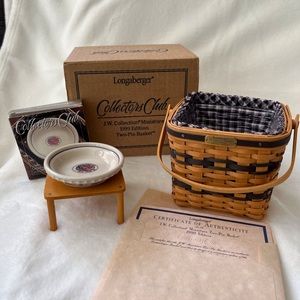 LONGABERGER Collectors club miniature edition.  Basket with pie plate and stand.